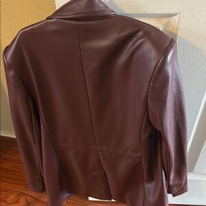 Women's Burgundy Leather Blazer